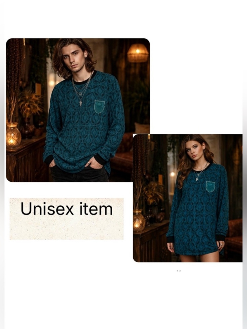 Vivienne Westwood Man Top Shirt Dress Knit Jacquard Paisley Teal Unisex Stretchy